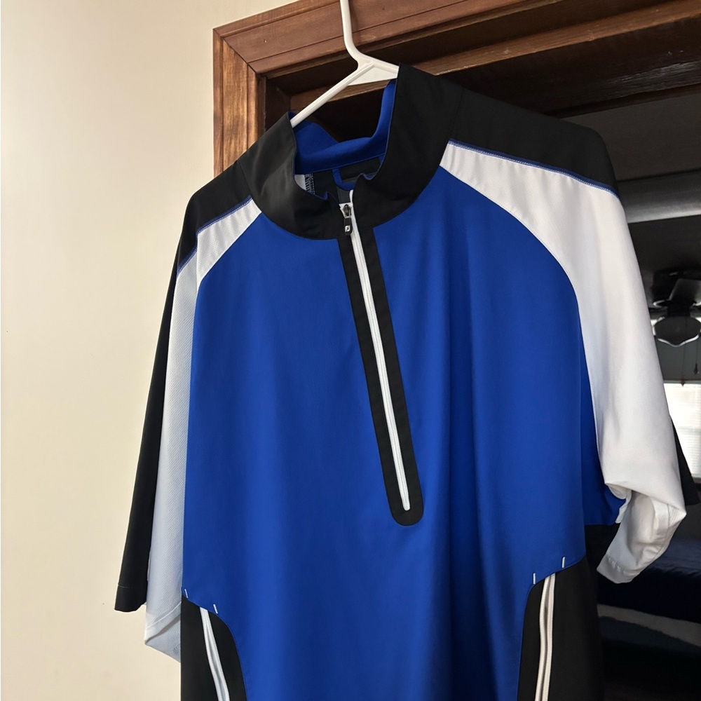 Footjoy 2X Royal, Black and White wind shirt